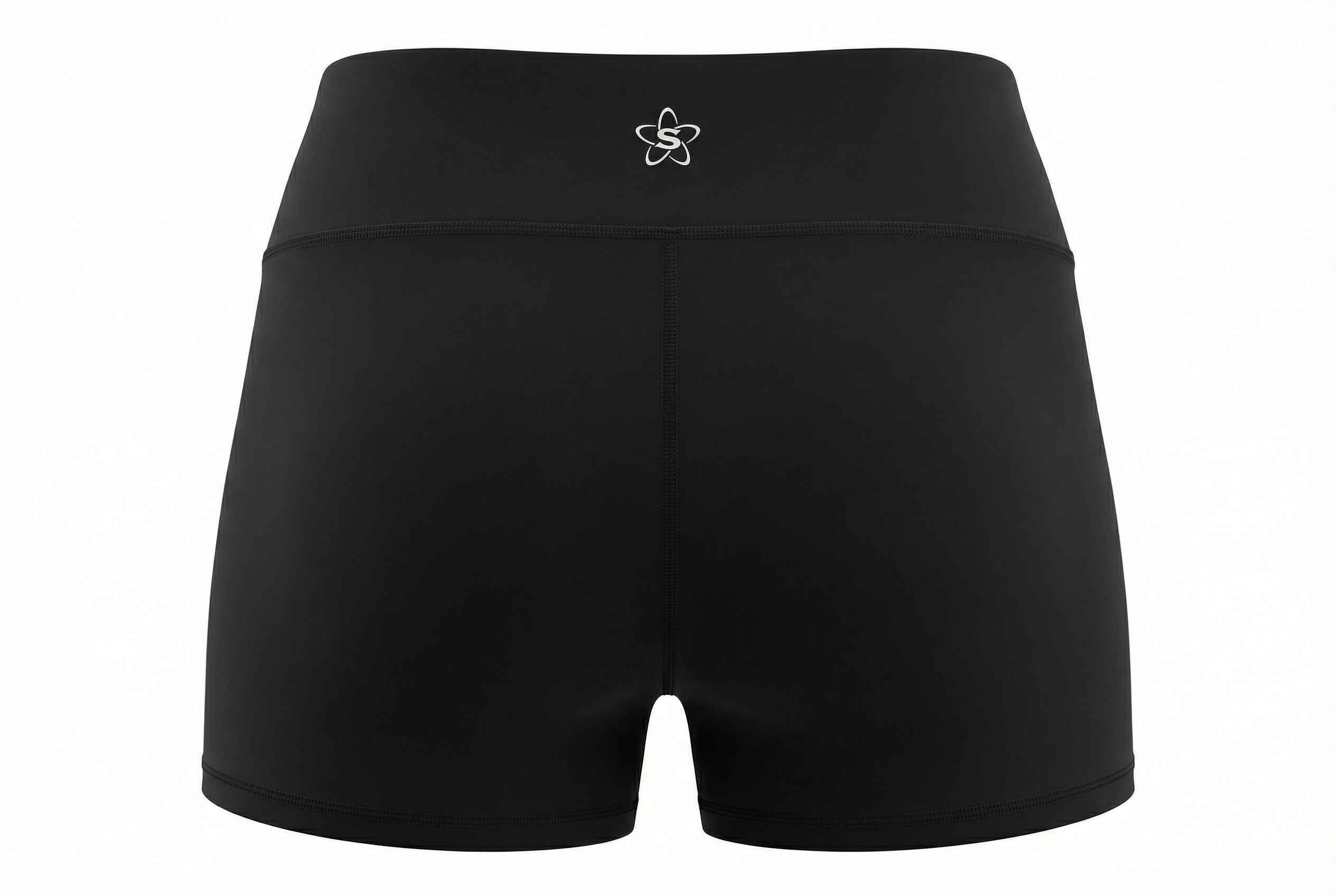 Black gymnastics shorts for training Back with white flower logo